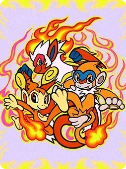 Chimchar, Monferno, and Infernape (cover)